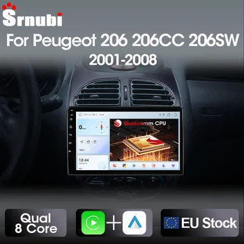 Srnubi 2Din Android Radio de coche reproductor de vídeo Multimidia estéreo de coche para Peugeot 206 206CC 206SW C2 2001-2008 unidad principal de dvd Carplay 1