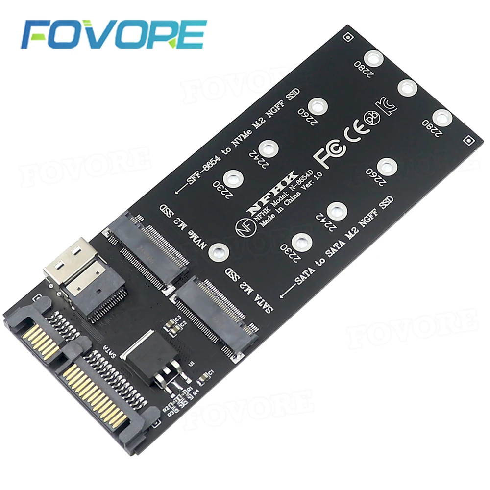 M.2 to SATA Adapter SFF-8654 to M2 NVME SSD Converter 22Pin SATA M2 Expansion Card For PC Desktop Mainboard