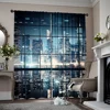 2pcs, spring summer Curtains New York City Landscape and Skyscraper Architecture Prints Yarn Curtains Polyester Easy Install 1