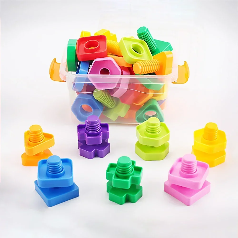 10/20Pcs Screw Building Blocks Nut Shape Match Puzzle Toys For Children Infant Montessori Shape Color Recognize Educational Toys building block toy assemble toy shape match puzzle toys