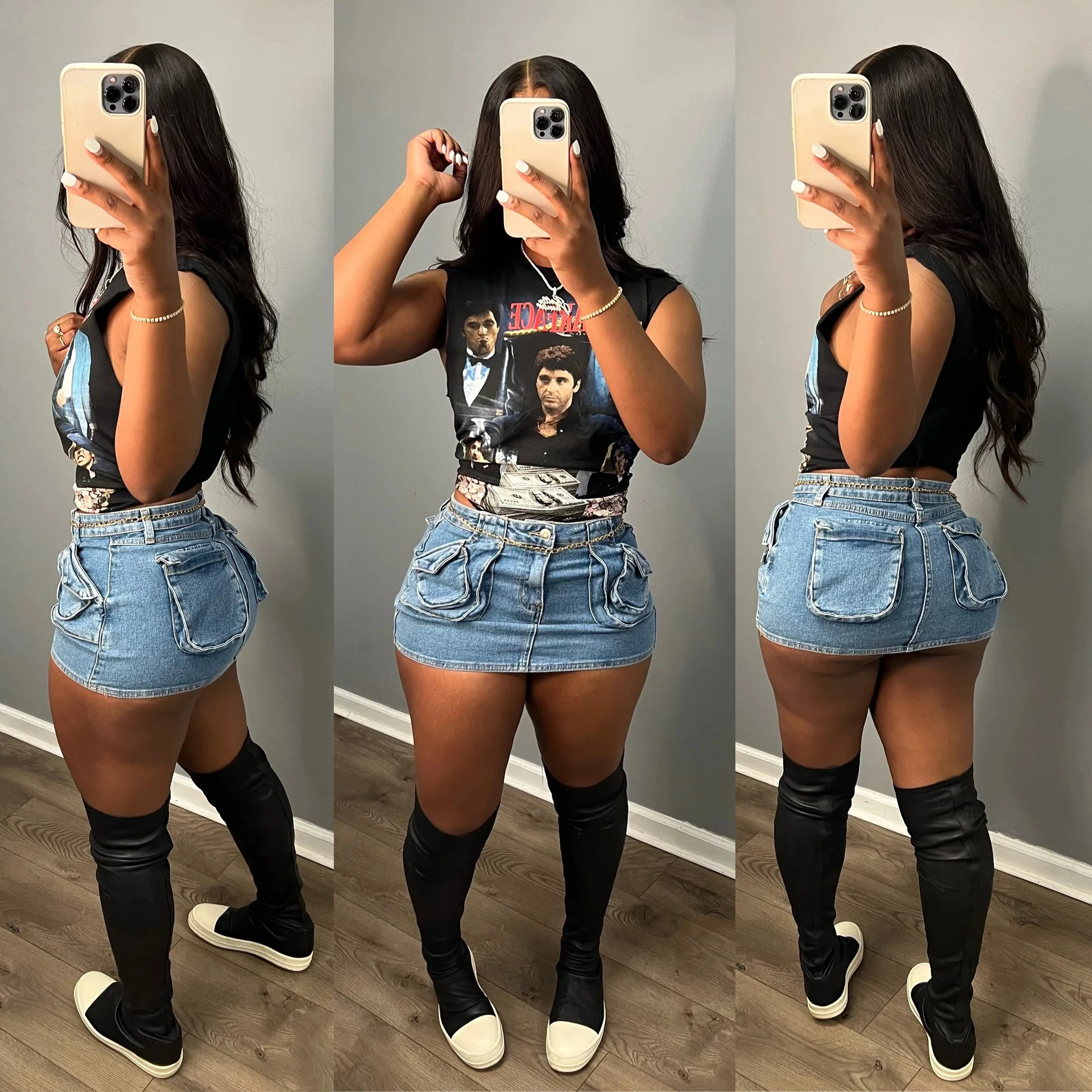 Denim Mini Skirt Cargo Jean Dress Sexy Y2K Streetwear Women Fashion Summer Clothes High Waist Pencil Short Cute Skirts 10pcs cute cartoon silicone retractable hospital nurse badge holder reel creative id card holder keychains