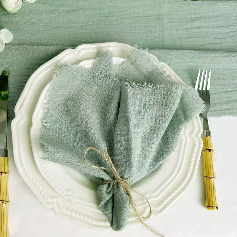 Description Picture 2 of itemGauze Cotton Wedding Table Runner Retro Pink Burr Texture Dining Napkins Gift Kitchen Table Runners Home Christmas Table Decor