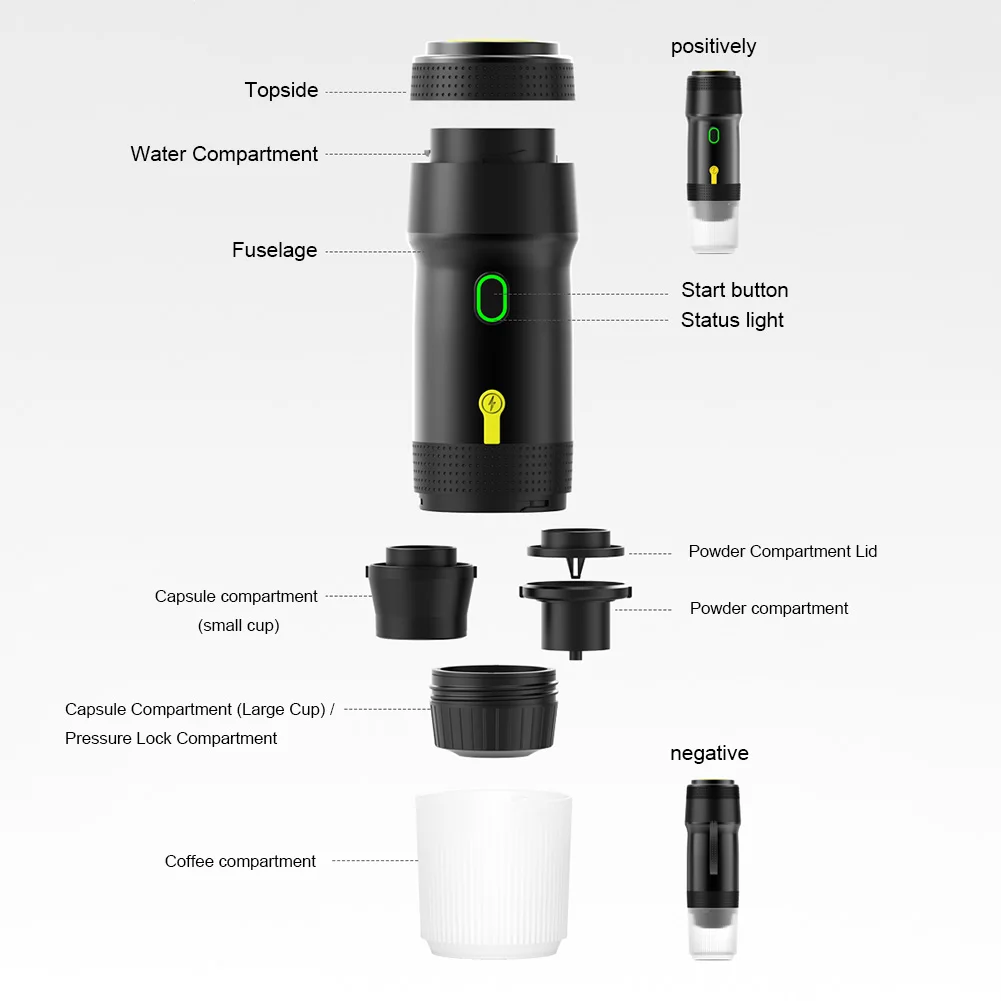 Expresso Coffee Maker 60ml Portable Electric Coffee Machine Wireless Capsule/Powder Heating Expresso Machine For Outdoor Car 5