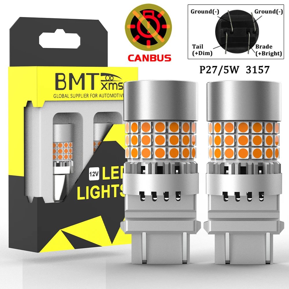 

BMTxms 2x Canbus T25 3157 P27/5W P27W/5W P27W W5W светодиодный передние задние поворотные сигнальные огни без Hyper Flash без ошибок 26W янтарные лампы