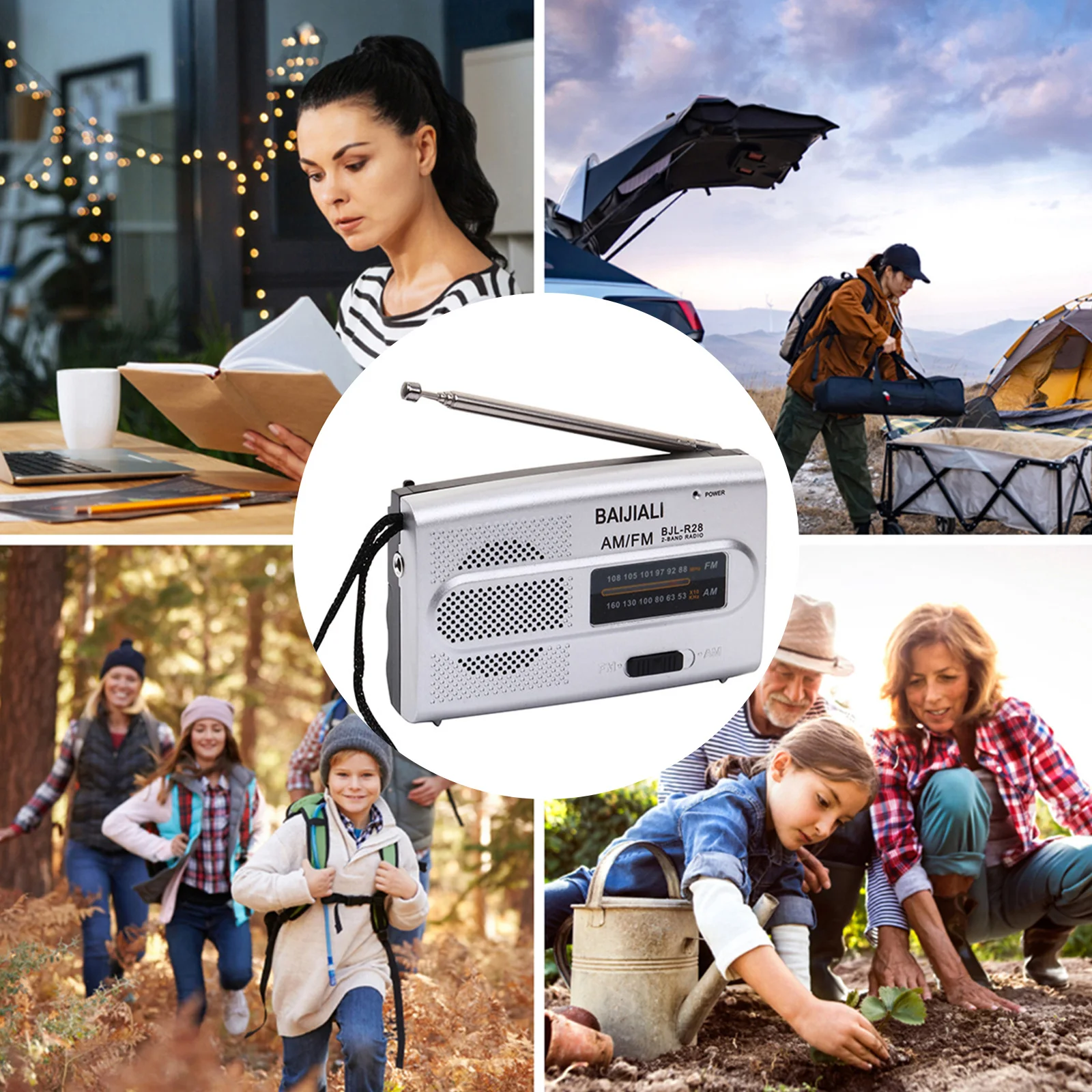 Mini Radios Memory Function Handheld Short/Long Wave Radio Devices Manual Channel Search Built-In Speaker for Outdoor