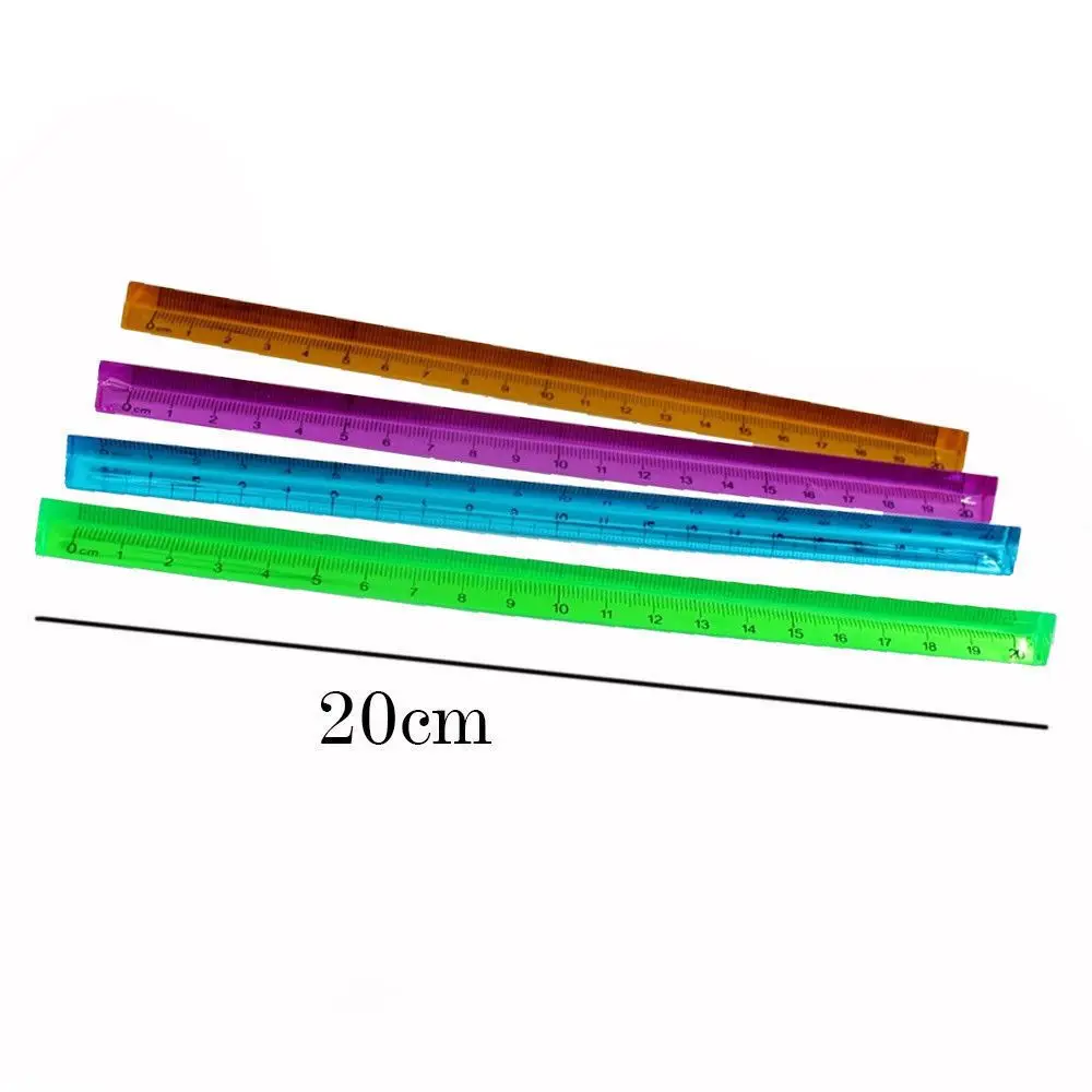 Metal Aluminum Transparent Measuring Scale Crystal 20cm Triangular Ruler Kids Gift Stationery Supplies Drafting Accessories