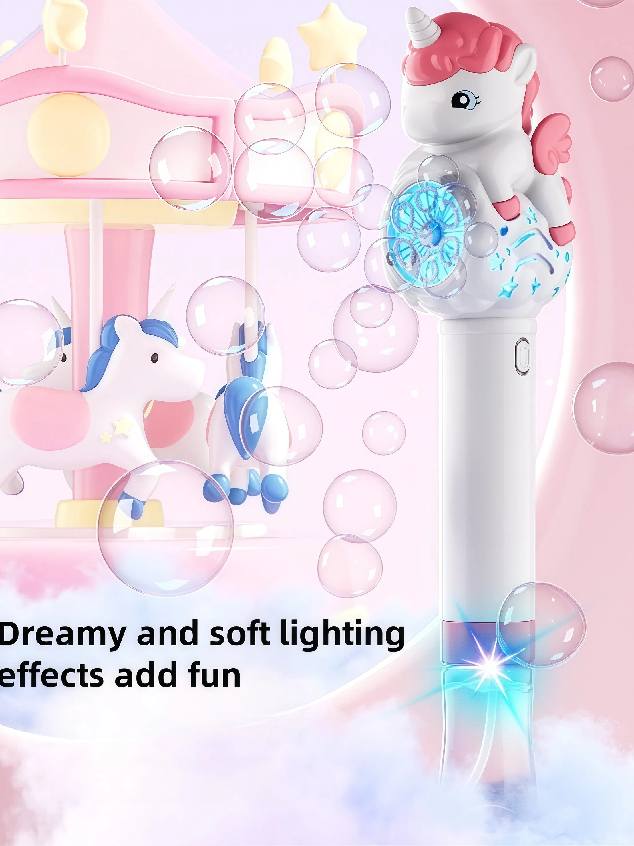 Childrens Unicorn Bubble Blower Machine With Light Automatic Toy_voghion.com