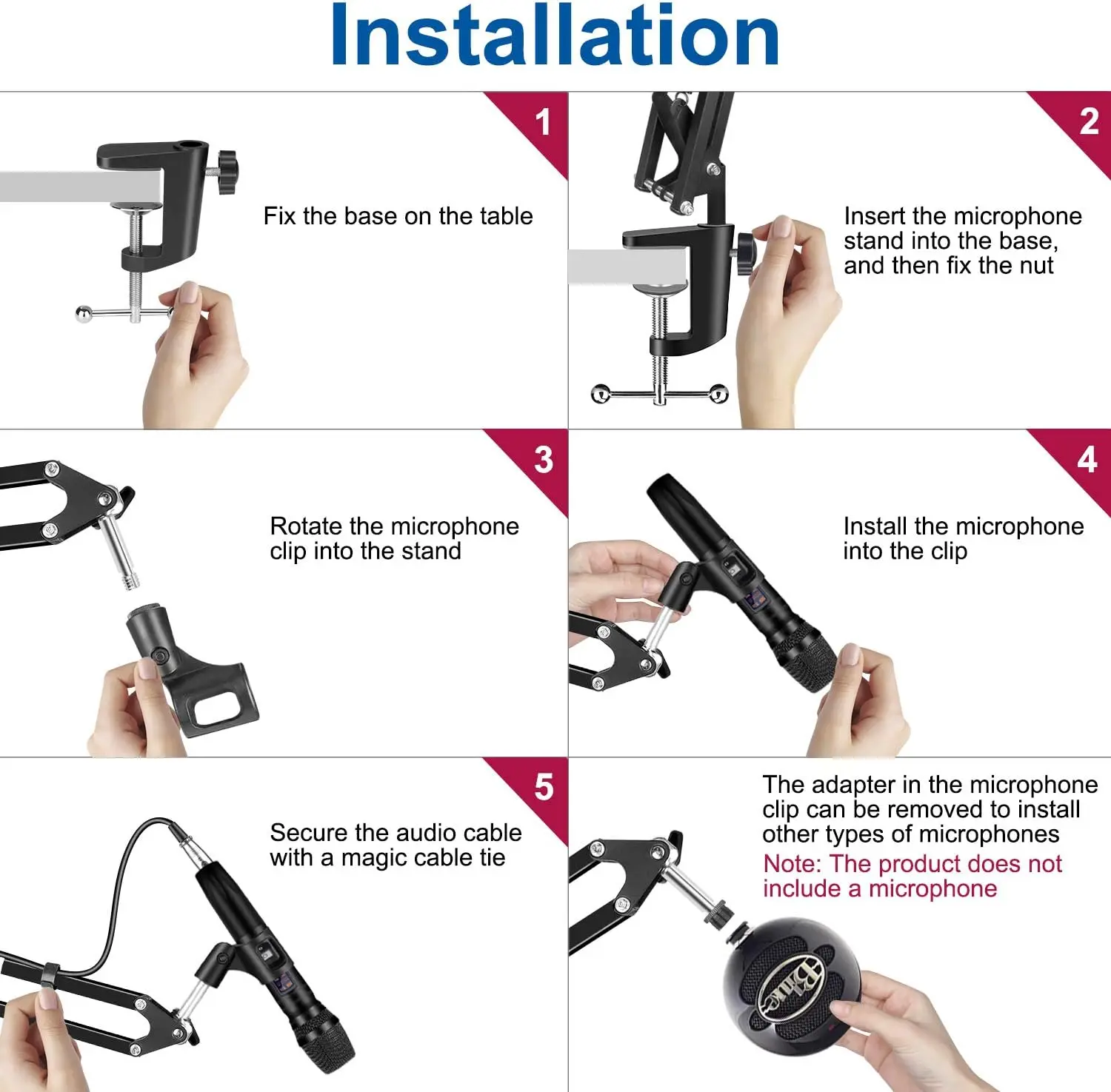 Microphone Stand Kits Adjustable Boom Arm Holder Pop Filter for Shure SM7B AM8 A8 A6V K658 K688 K669 microphone desk arm stand