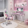 Techni Sport TS-200 Carbon Computer Gaming Desk with Shelving, Pink 1