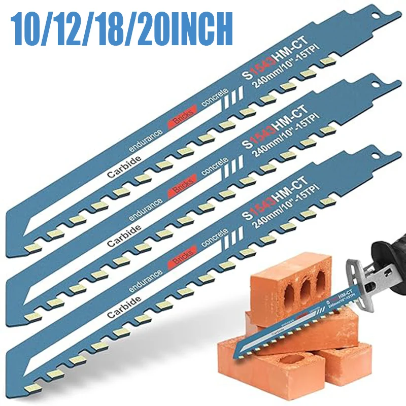 Säbelsägeblatt, Abbruch, Mauerwerk, Säbel, Hartmetalllegierung, hart geschnittener Ziegel, Holzblock, PVC-Rohr, poröse Betonzähne mit Spitze