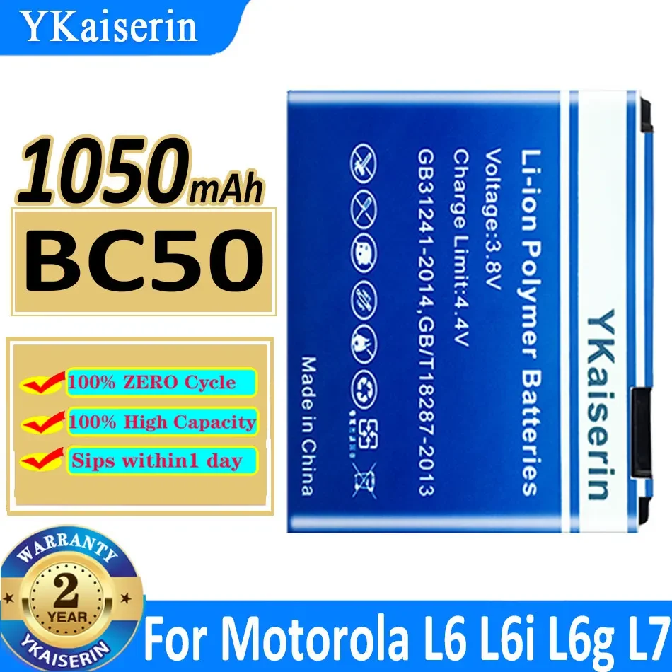 Ykaiserin Nuova Batteria Di Ricambio 1050Mah Bc50 Per Motorola Rizr Z3 Rokr Z6M Slvr L2 L6 L7 Krzr K1 K2 R1 Z1 Z3 E8 C257 C2
