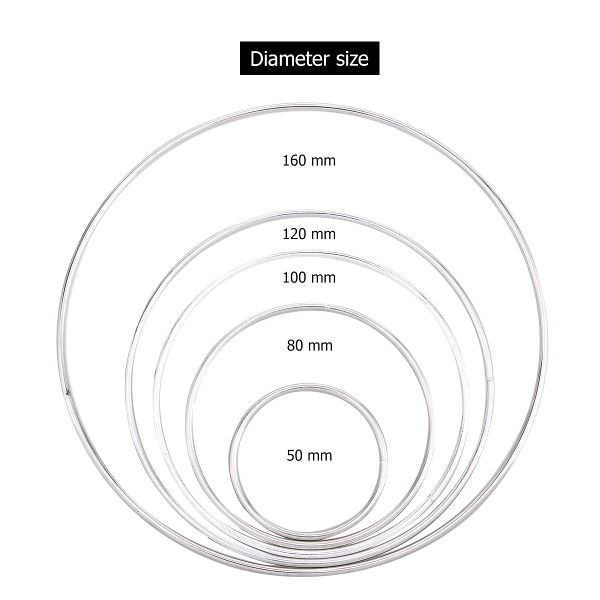 5pcs Round Metal Hoops Dream Catcher Materials Iron Ring DIY Accessory Craft Supplies Hanging Decorations Home Decor Wind Chimes 6