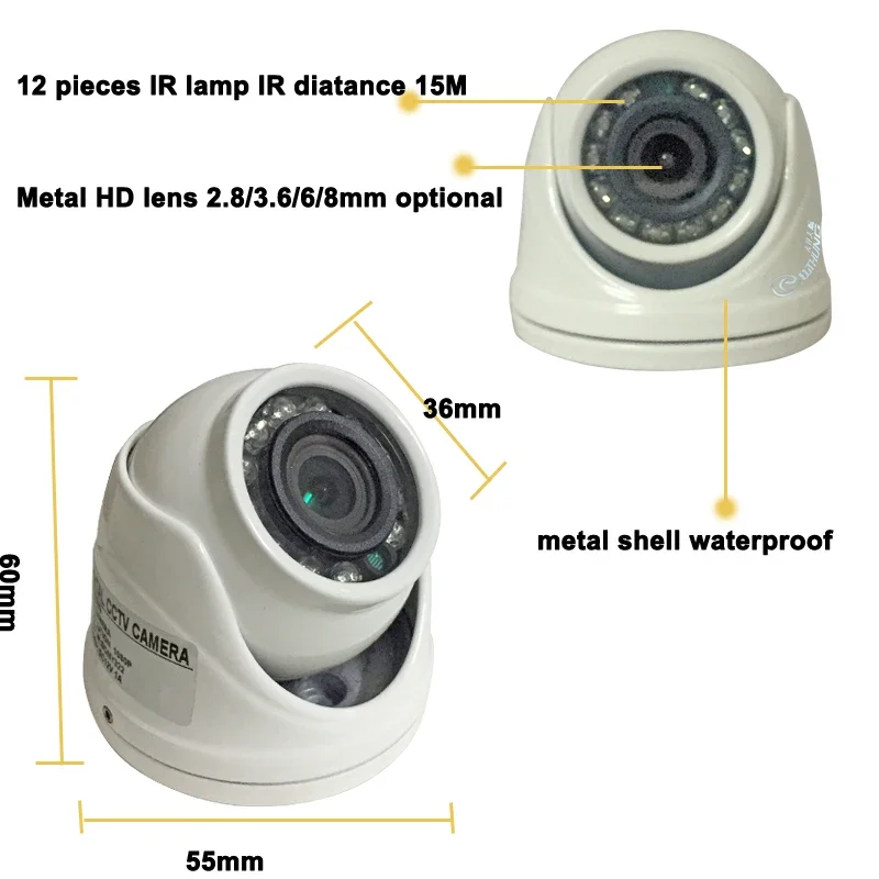 Surveillance Camera 2.8mm Wide Angle Metal Housing AHD 5mp 1080p Mini IR Dome Indoor Camera Security Monitor Suitable for CCTV - 2