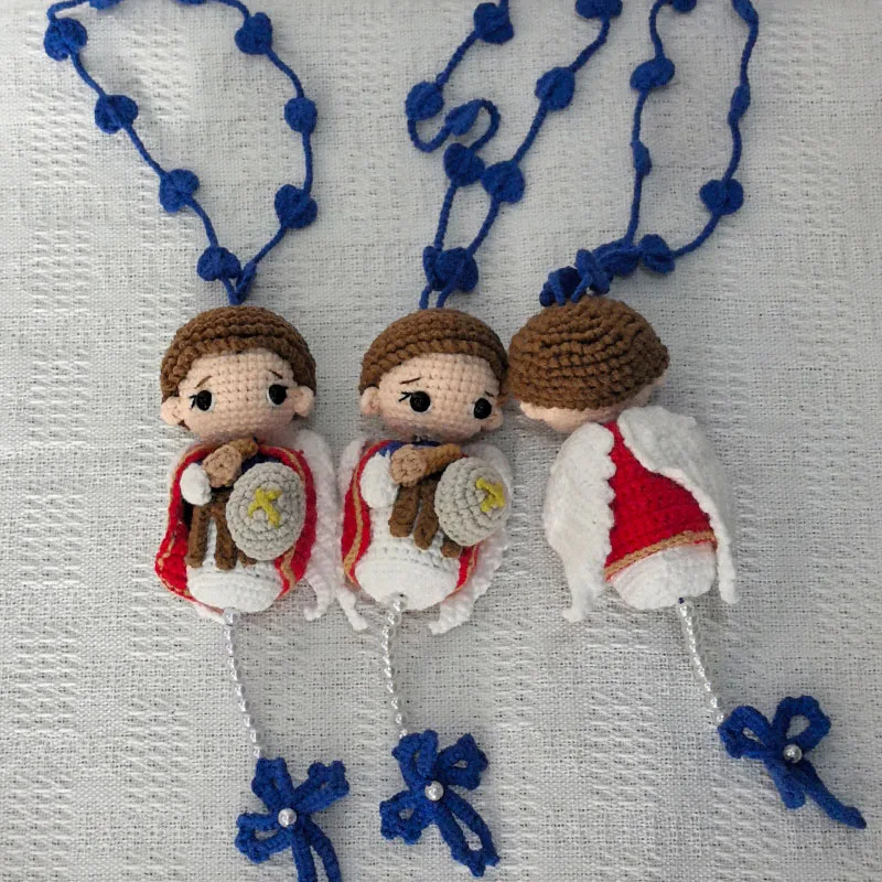 Crochet Christening sao miguel arcangel Teresinha engagement Communion birthday Bridal Rosary with Saint Christmas Gift Home Dec