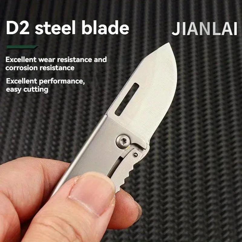 Folding Knife Mini Folding Knife Stainless Steel Box Opening Knife D2 Steel Cannon Portable Sharp Folding Key Hanging Chain