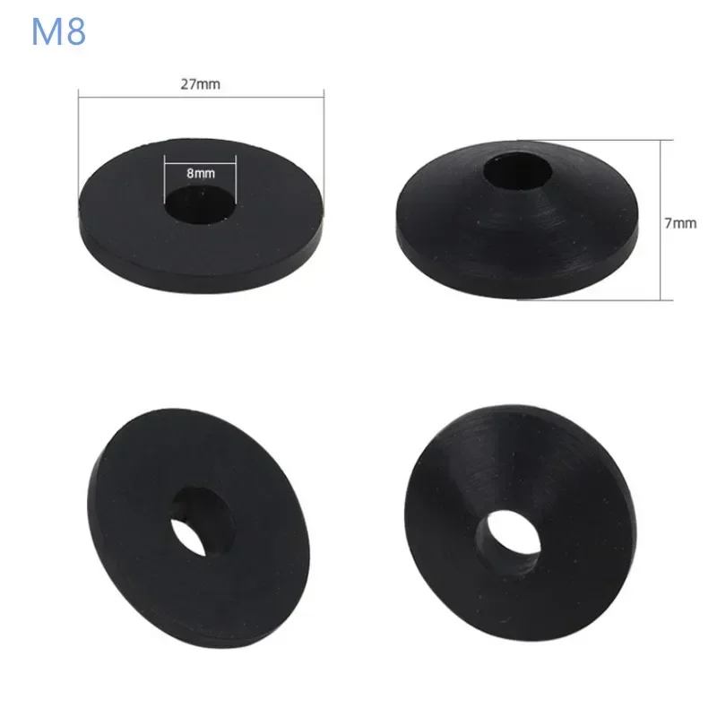 10pcs 6mm 8mm 느슨한 변기 좌석을 고정하는 미끄럼 방지 고무 피팅 검은 물 탱크 나사 씰링 링 M6 M8 원추형 가스켓