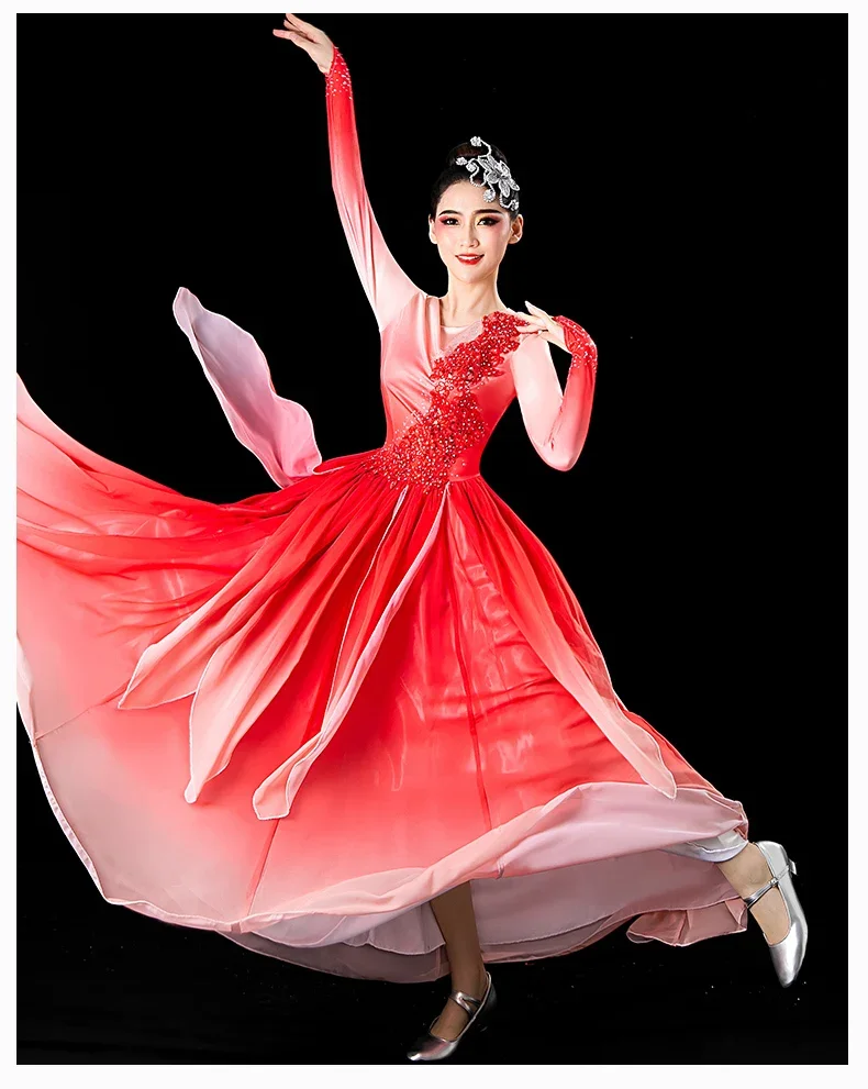 

Classical Dance Costume Female Han Costume Modern Opening Dance Large Swing Skirt Fan Dance Costume