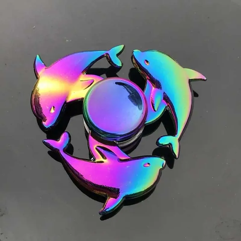 17 스타일 레인보우 컬러 핑거 팁 자이로 장난감 금속 스피너 다채로운 고속 핸드 스피너 Fidget Toys 성인을위한 스트레스