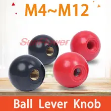 

2Pcs Red Black Copper Core /Bakelite Core/Iron Core Ball Lever Knob Machine Tool Replacement Round Handle M4 M5 M6 M8 M10 M12