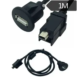 USB A Female to Mini 5 - Pin Cable with Mounting Bracket - Car Multimedia Connector - 1m