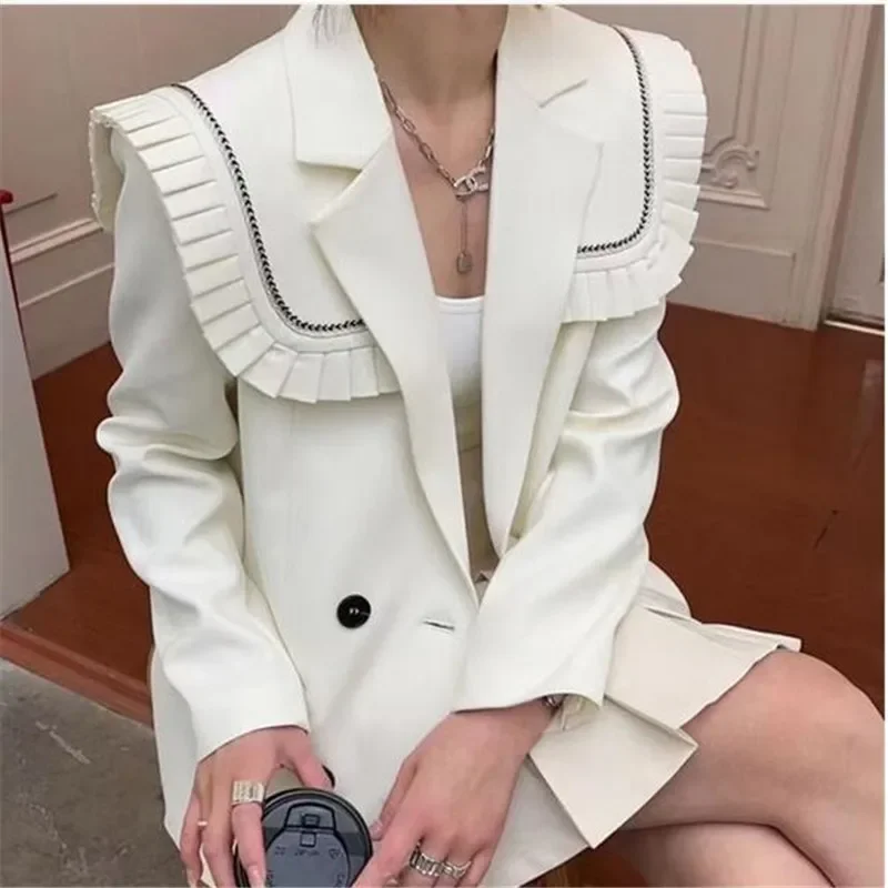

New Navy Collar in Spring and Autumn of 2023 High-Grade Feeling Fashion Personality Small Suit Black Casual Blazer Coat Trend