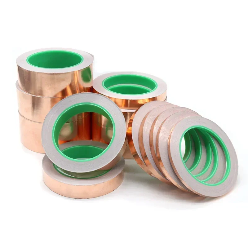 Copper Foil Conductive Adhesive Tape - EMI Shielding, Double/Single Sided, 20m Roll, 5-60mm Width