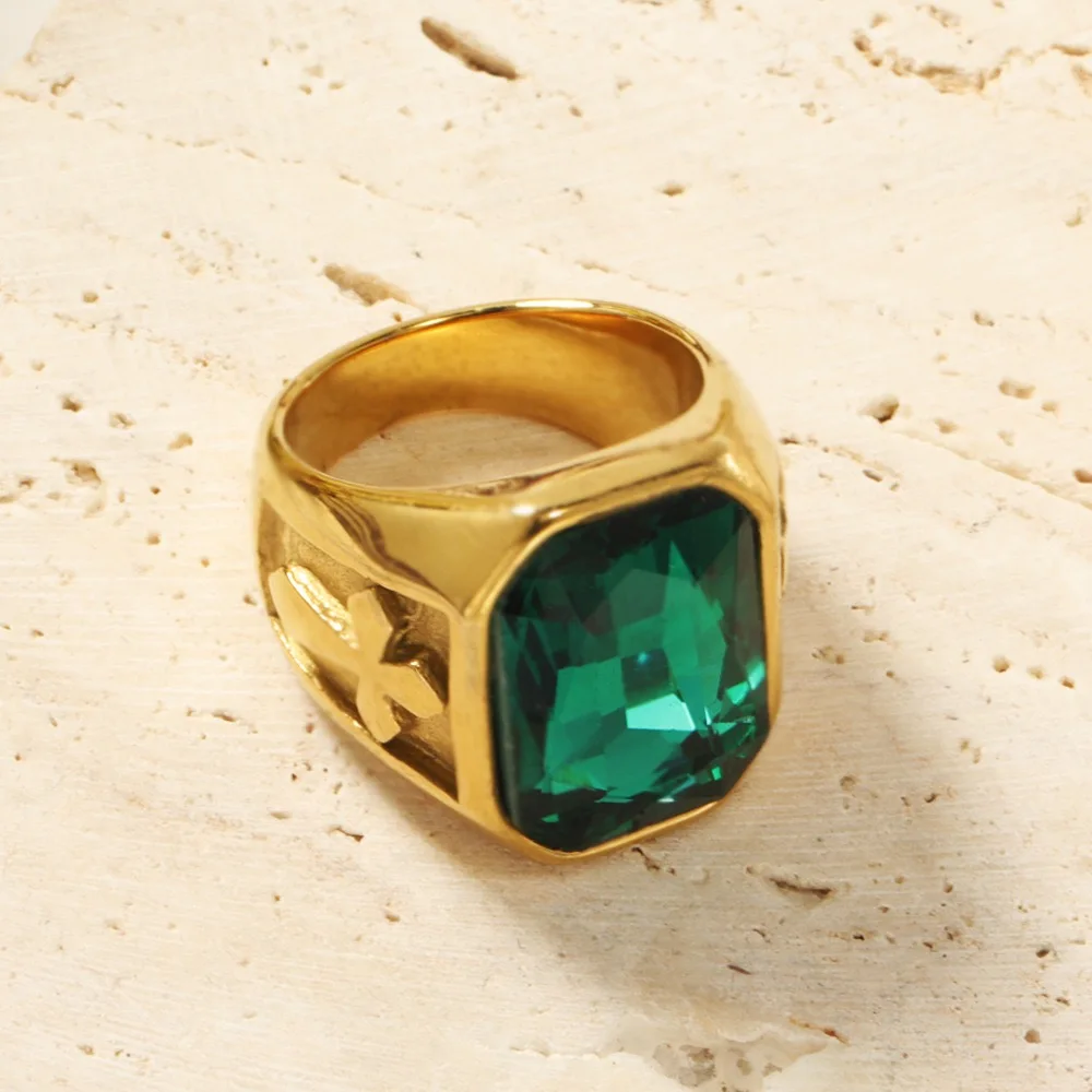 nach コッカトゥー リング 美品♡ Not Fade Stainless Steel Vintage CZ Stone Cross Rings For