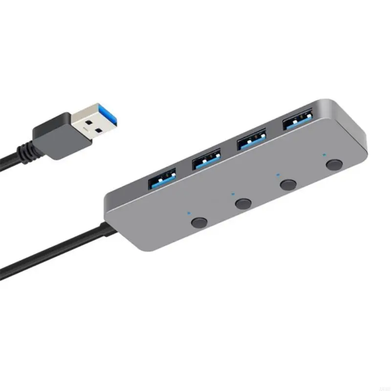 652F USB Expansion Hub 4 Port Switchable Power Management Easy Connection for Reduced Desktop Clutters Fast Data Transfer
