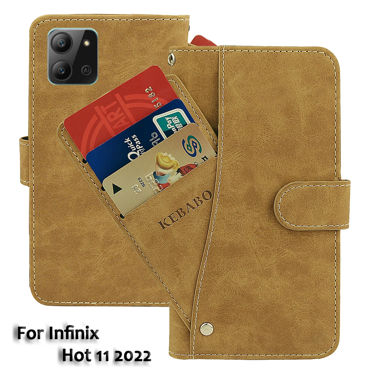 

Vintage Leather Wallet Infinix Hot 11 2022 (Unisoc T610) Case Flip Luxury Card Slots Cover Magnet Phone Protective Cases Bags
