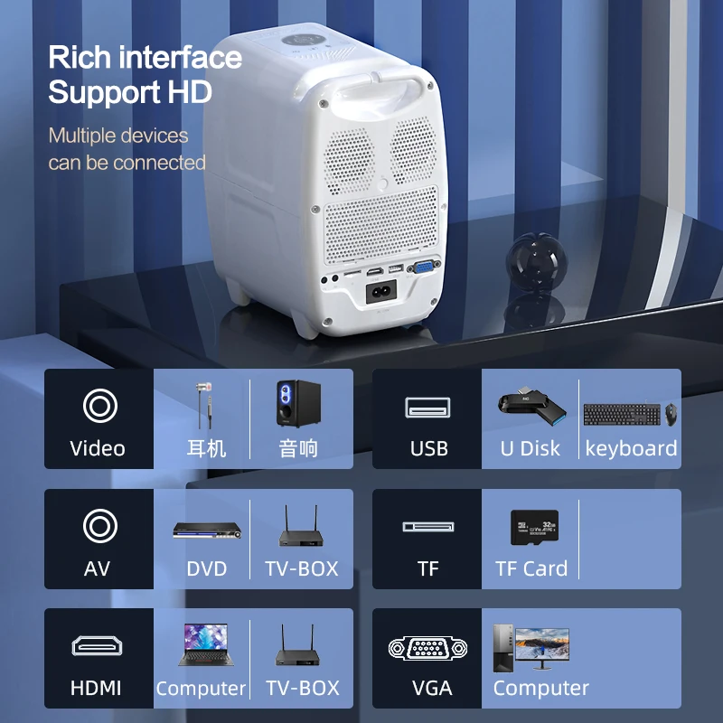 POWERFUL H6 HD1080P Wireless with BT Home Theater Video Movie Projectors Smart Android Mini LED Wifi Projector Outdoor Beamer