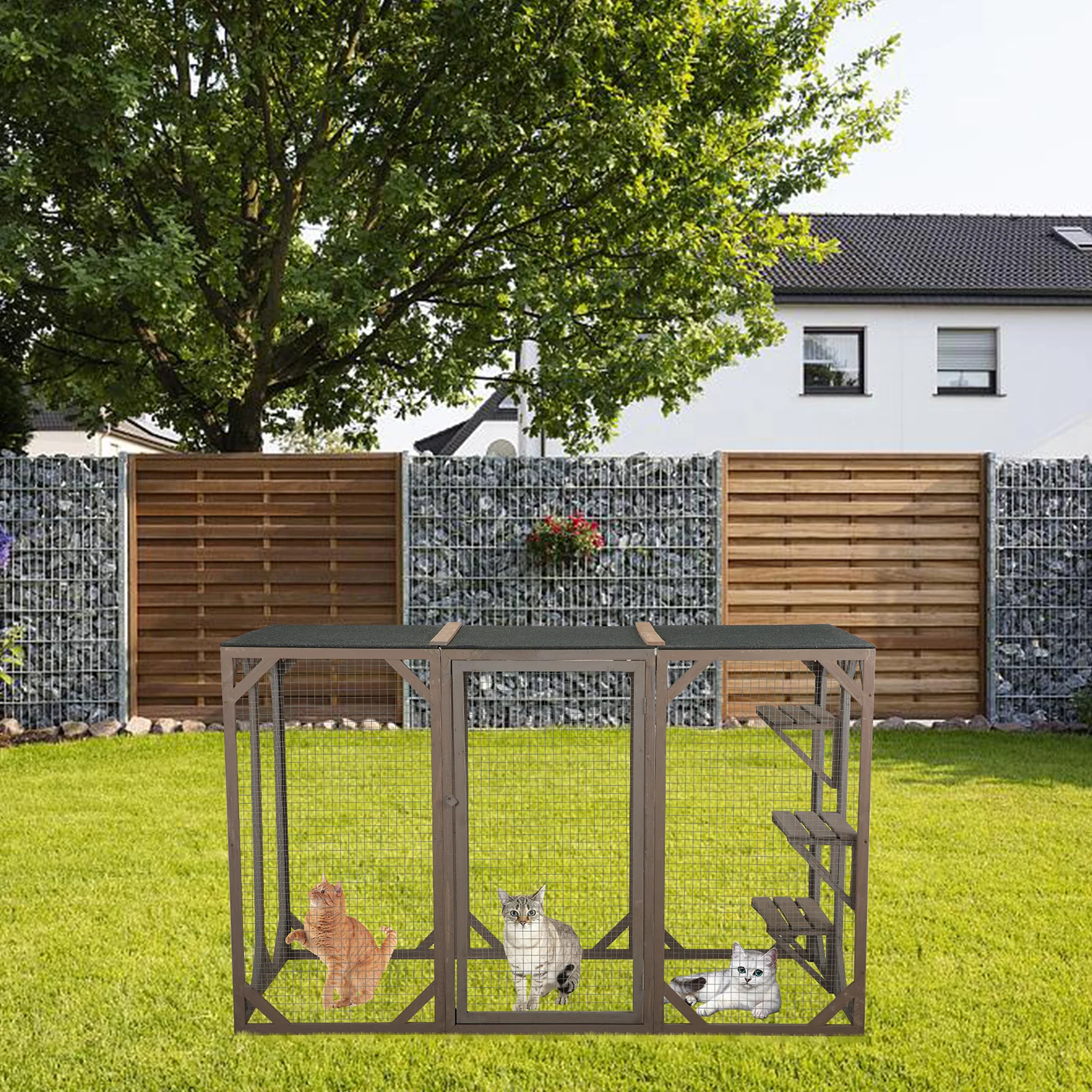Spacious wooden cat cage with waterproof roof Cat Cage Large Indoor Large Indoor House Outdoor Cat House