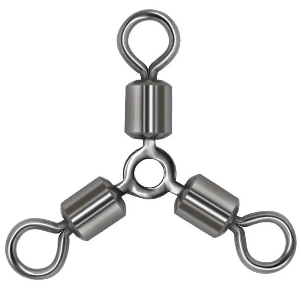 3 Way Fishing Connector Bearing Rotating Hook Connecting Ring 3 Way Bait Tool 20Pcs
