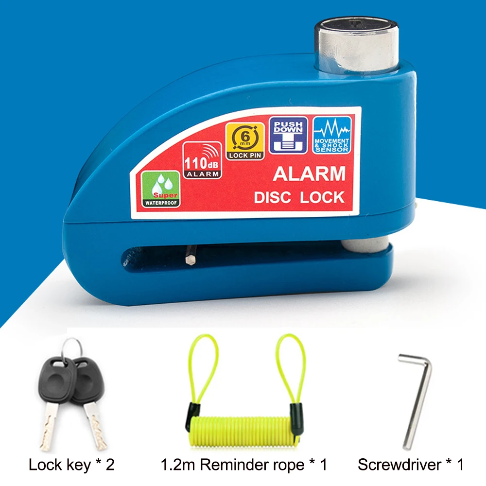 Waterproof 110dB Anti-Theft Aluminum Alloy Disc Brake Alarm Lock for Motorcycles and Bicycles