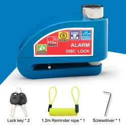 Waterproof 110dB Anti - Theft Aluminum Alloy Disc Brake Alarm Lock for Motorcycles and Bicycles (Blue)