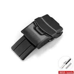 Premium Stainless Steel Watch Folding Clasp Buckle - 22mm (Black)
