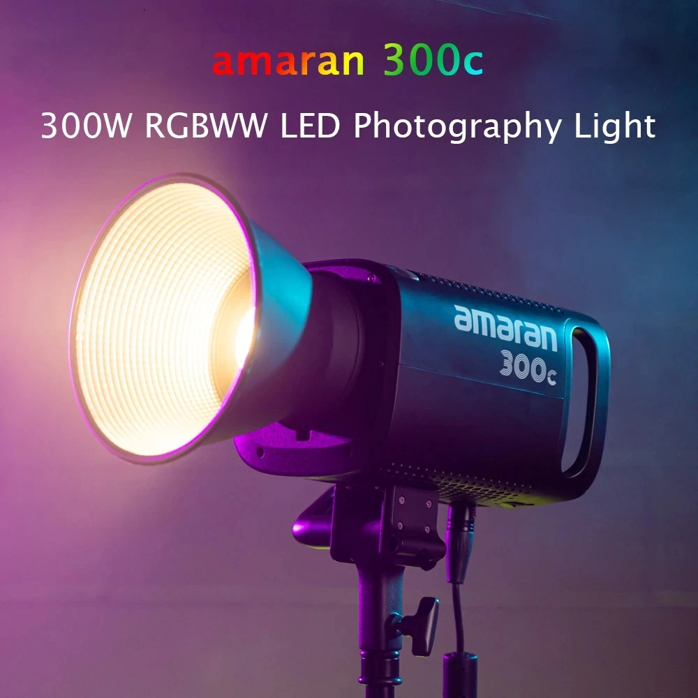 Aputure Amaran 300c 300W RGBww Full-color 2500-7500K COB Video Light with G/M Adjustment Built-in Umbrella Holder App Control images - 6