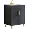 Fully Pre-Assembled 24 Inch Bathroom Vanity with Single Ceramic Countertop Sink Combo, 2 Soft Close Doors Bathroom Cabinet Set 1