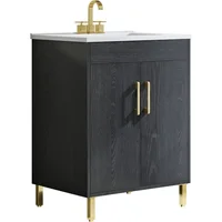 Fully Pre-Assembled 24 Inch Bathroom Vanity with Single Ceramic Countertop Sink Combo, 2 Soft Close Doors Bathroom Cabinet Set 1