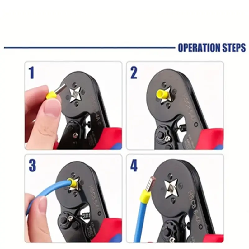 Crimper Plier HSC8 6-4 0.25-10mm ² 23-7AWG For Ferrule Tubular Terminals Ferrule Crimping Clamp Set Wire Head Electrician Tool image 6