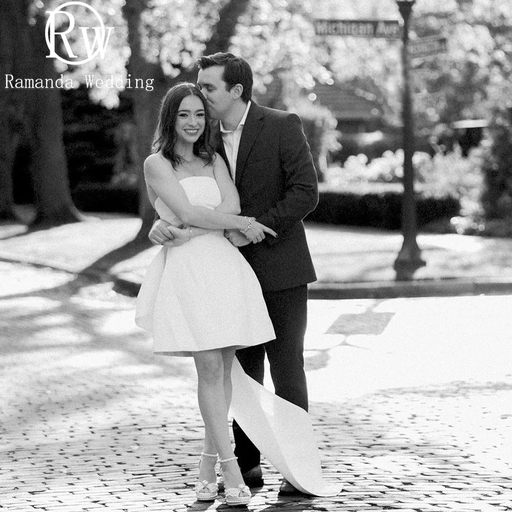 

Ramanda элегантные свадебные платья с большим бантом 2024 без рукавов ТРАПЕЦИЕВИДНОЕ простое свадебное платье с открытой спиной современное свадебное платье для женщин