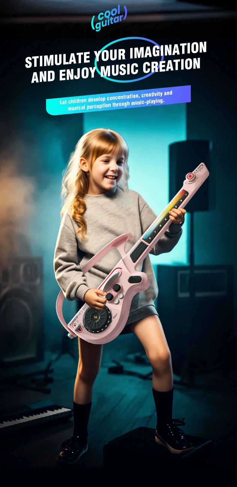 Microfono karaoke per bambini con asta giocattolo musicale_voghion.com