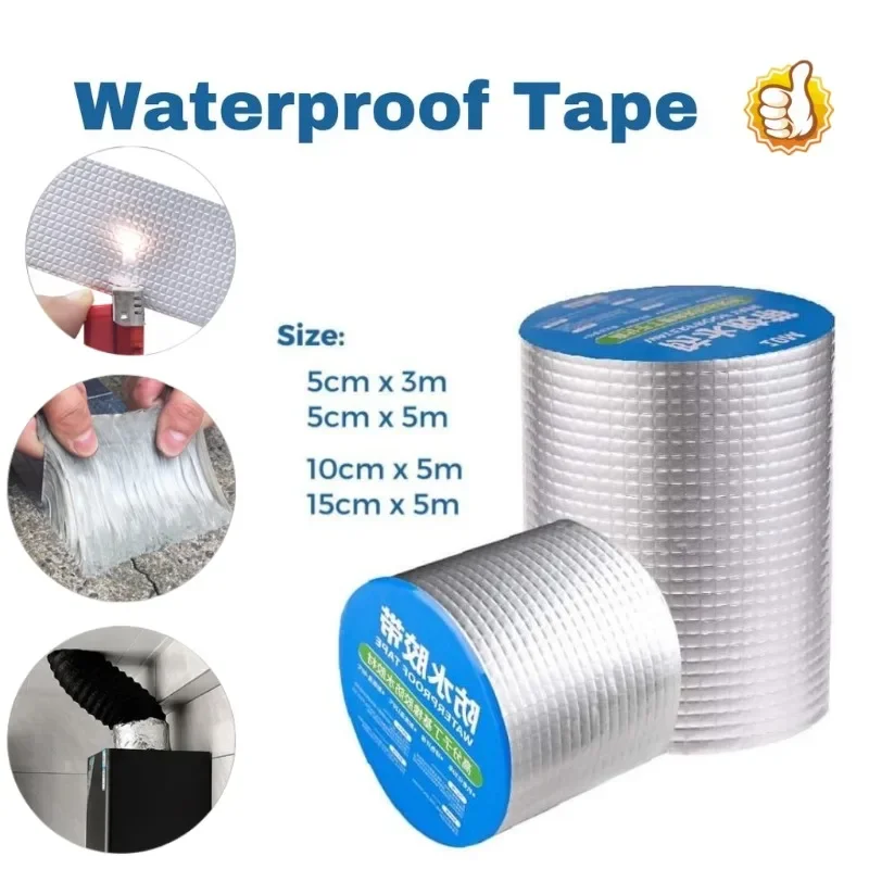 D-fix® Aluminium Butyl Tape, Perfect for Sealing Roof & Water Leakage,  Surface Crack, Metal & Pipe Repair(5CM x 5M, Silver)