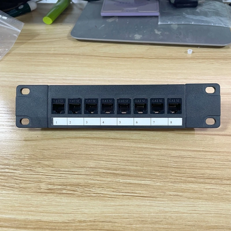 8 Port straight-through CAT5e patch panel RJ45 network cable adapter keystone jack ethernet distribution frame UTP