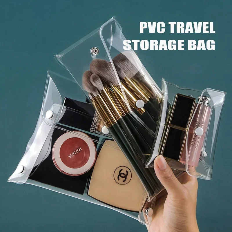 Portable waterproof travel cosmetics storage bag PVC material transparent storage box small items storage bag to prevent loss 2