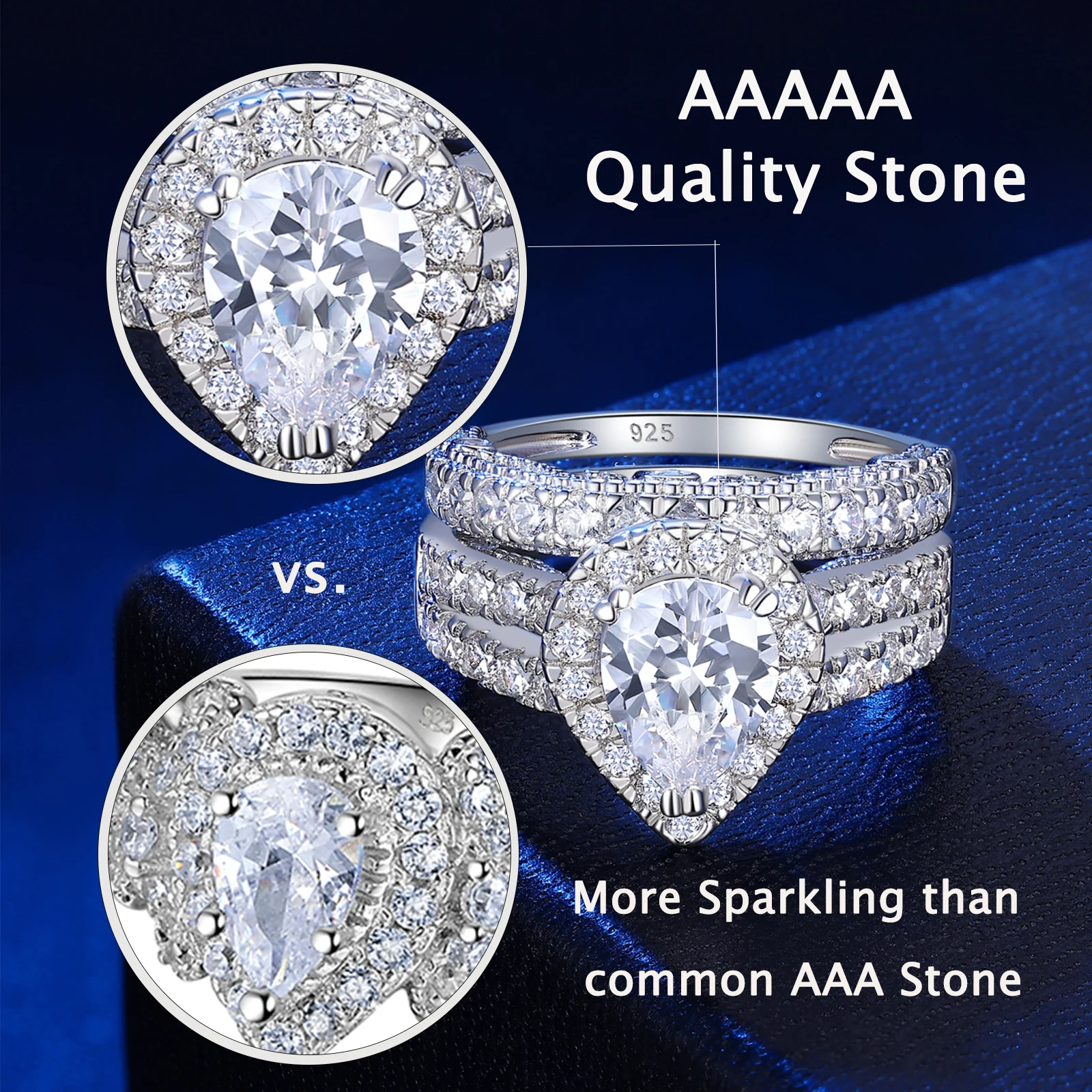 newshe 925 sterling silver wedding engagement rings set for women pear cut aaaaa cz imitation diamond vintage bridal jewelry Newshe 925 Sterling Silver Wedding Engagement Rings Set for Women Pear Cut AAAAA CZ Imitation Diamond Vintage Bridal Jewelry 2