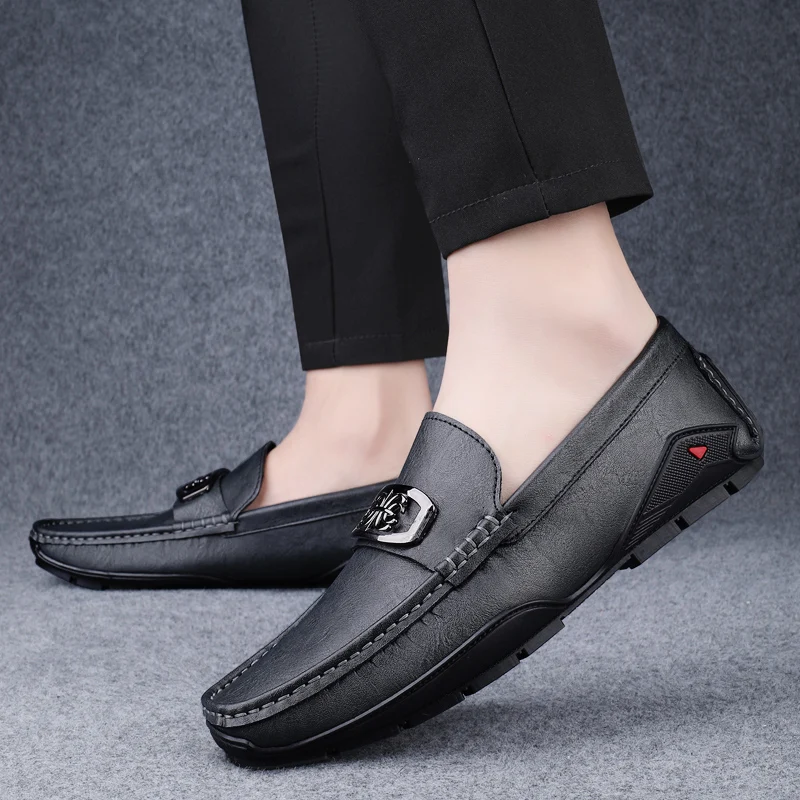 Genuine Leather Soft Loafers Mens Luxury Designer Dress Shoes High Quality Slip-On Flats Fashion Comfort Driving Shoes Moccasins 6