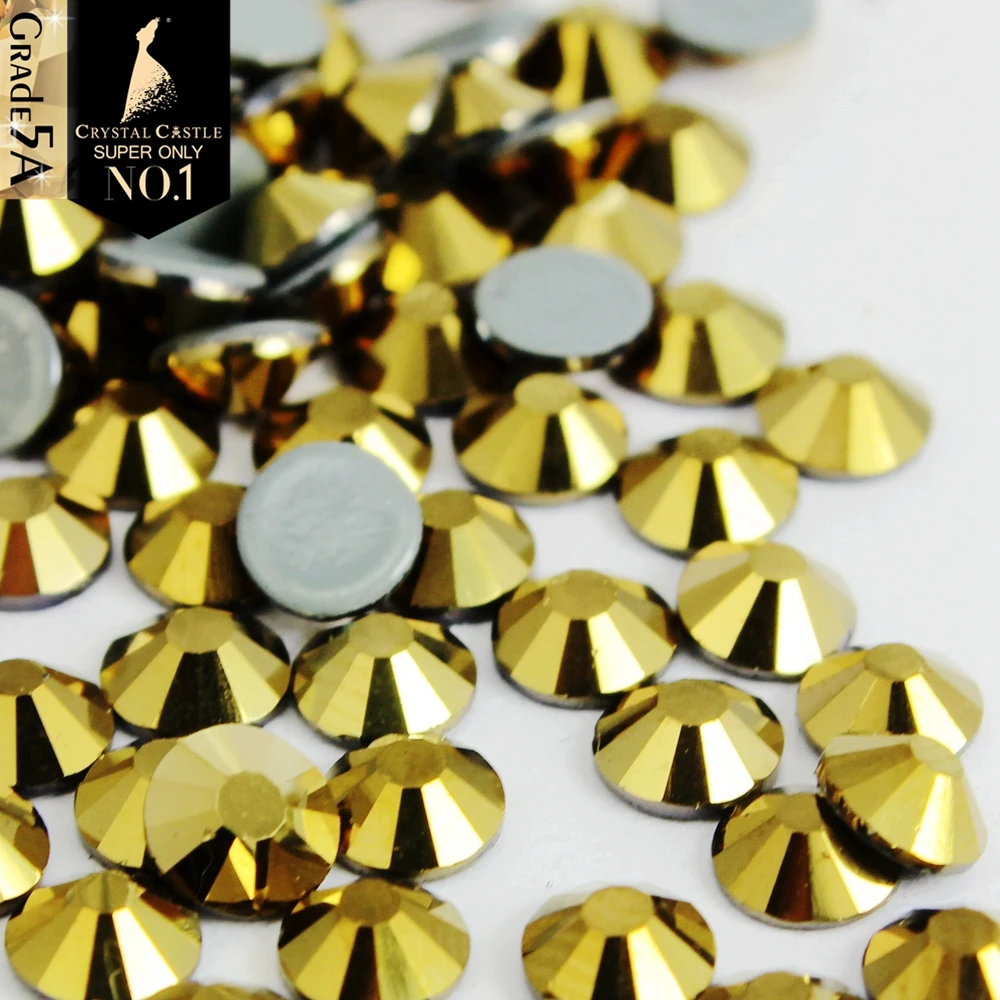 1440pcs Gold Aurum Rhinestone Glass Flatback Non Hotfix Nail Art