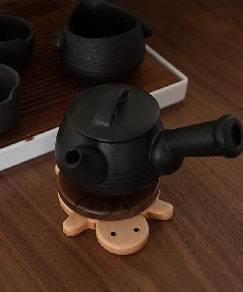 Insulation pad Creative Cute Styling Black Walnut Solid Turtle Coaster Wooden Craft Turtle Lover Gift anti-scald table ornaments