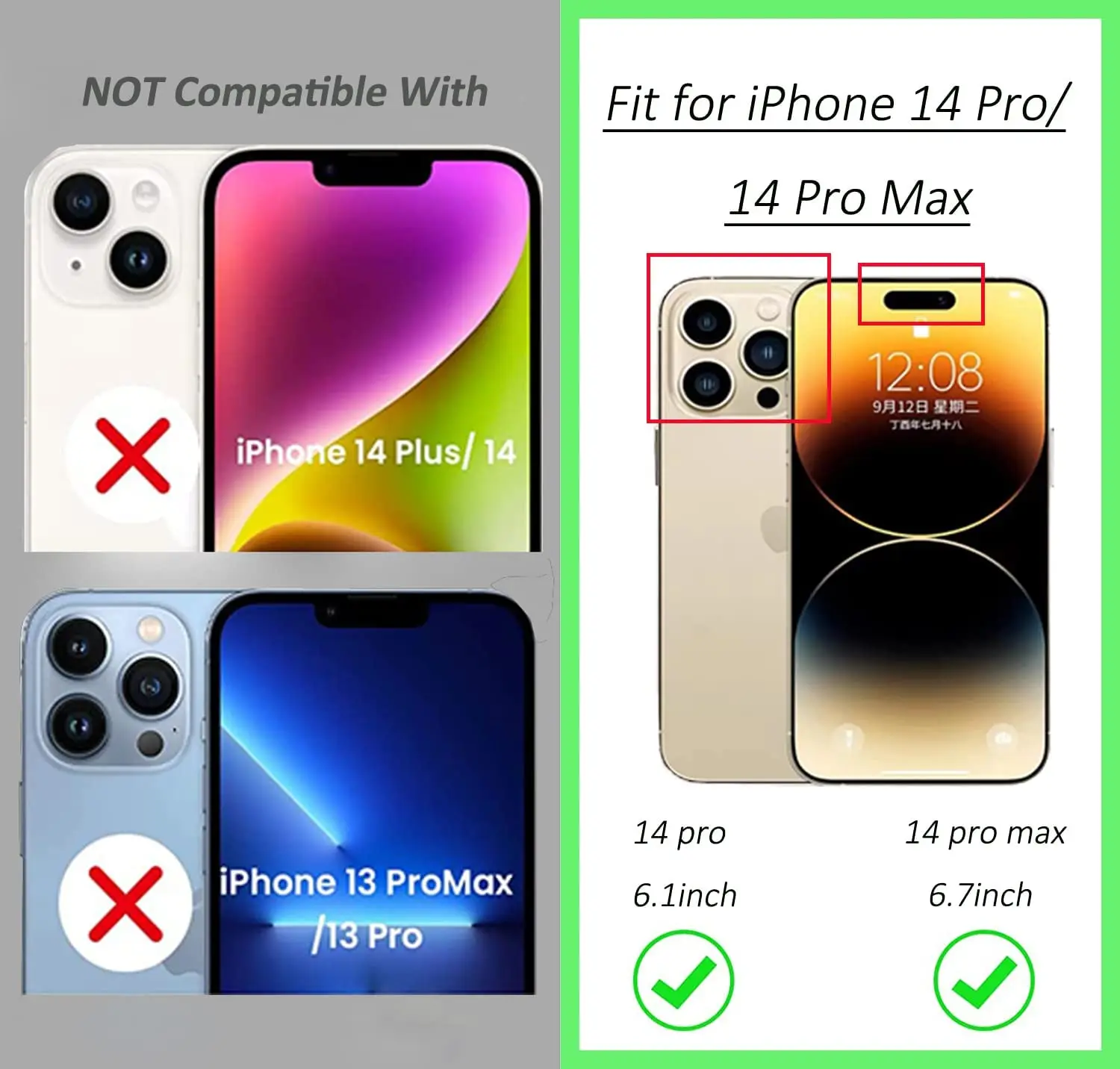 Caméra Protection Compatible avec iPhone 14 Pro 6.1/ iPhone 14 Pro