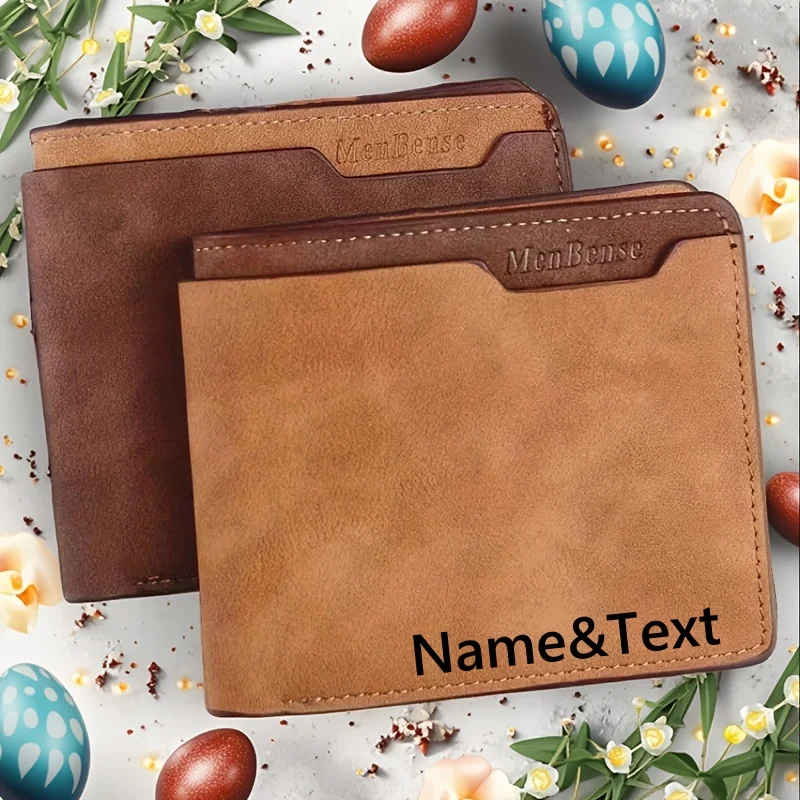 Personalized Vintage-Style Brown Faux Leather Wallet